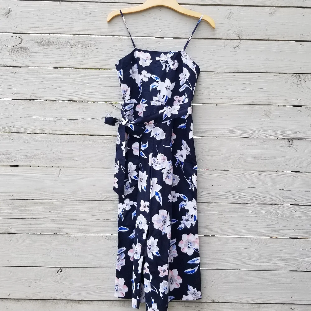 Banana Republic Floral Linen Wide Leg Jumpsuit